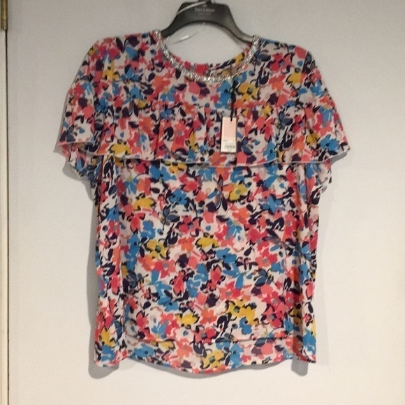 Juicy Couture Multi floral print ruffle layer top - Picture 1 of 5